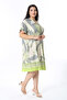 Women's Plus Size Green Chest Pleated Low Sleeve Dress 65N38482 - 4