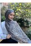 Smoked Colored Hijab Gerbera Patterned Cotton Soft Shawl - 5