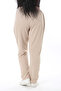 Women's Plus Size Beige Waist Eyelet Lace Detailed Cuffed Trousers 65N38504 - 7