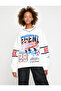 Oversized Sweatshirt Slogan Printed Long Sleeve V-Neck Inside Fleece - 3