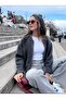 Women's Anthracite Zippered Knit Cardigan - 2
