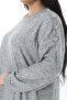 Women's Plus Size Gray Wool Viscose Fabric Shoulder Trim Button Dress 65N38597 - 5