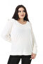 Women's Plus Size Bone Crew Neck Long Sleeve Lycra Blouse 65N38546 - 8