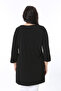 Women's Plus Size Black Crew Neck Capri Sleeve Lycra Long Blouse 65N38653 - 7