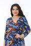 Women's Plus Size Color Wrap Neckline Waist Belted Long Dress 65N38588 - 7