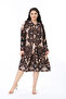 Women's Plus Size Coffee Front Placket Button up Shirt Collar Long Sleeve Dress 65N38582