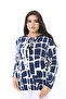 Women's Plus Size Navy Blue Neckline Lace-Up Hem Elastic Lycra Blouse 65N38645 - 6