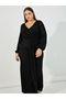 Plus Size Glitter Look Wrap Front Draped Maxi Dress - 5