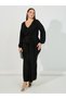 Plus Size Glitter Look Wrap Front Draped Maxi Dress