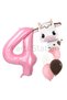 Safari Concept Cute Cow and Pink Number Balloon Set 4 Years Old Safari Cow Concept Birthday Balloon Set - 2