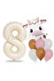 Safari Concept Cute Cow and Cream Color Number Balloon 1 Year Old Set Safari Cow Concept Birthday Balloon - 2