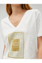 Short Sleeve T-Shirt Shiny Zebra Printed V-Neck - 5