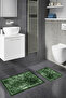 Digital Printed Non-Slip Base Washable Bath Mat 2-Piece Toilet Set Carpet - 8