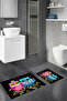 Printed Non-Slip Washable Owl Pattern Bath Mat 2-Piece Toilet Set Carpet - 3