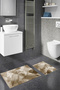 Printed Non-Slip Washable Flower Pattern Bath Mat 2-Piece Toilet Set Carpet - 3