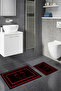 Digital Non-Slip Washable Footprint Pattern Bathroom Mat 2-Piece Toilet Set Carpet - 7