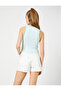 Crop Ribbed Athlete Halter Neck Piping Detailed - 4