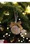 New Year's Special Feathered Plexiglass Globe and Luxurious Pine Tree Ornament with Glittering Gold Velvet Ribbon, 1 Piece - 4