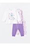 Lcw Kids White Crew Neck Girls' Sleepwear Suit 2 Pcs