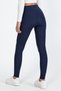 Women's High Waist Drawstring Fleece Enhancing Firming Navy Blue Winter Tights - 7