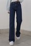 Henna Navy Blue Stretch Fabric Super High Waist Loose Jeans Palazzo Pants - 2