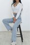 Star Snow Wash Casual Denim Trousers Blue Snow Lycra Palazzo - 2