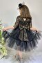 Kordone Lace Back Zippered Girls Tutu Evening Dress Black - 4