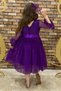 Colorful French Lace Buckle Girls' Dress Purple - 3