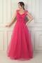 Women's Front Back V Neck Lined Low Sleeves Top Applique Embroidery Princess Evening Dress - 3