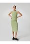 Pencil Dress Midi Sleeveless Round Neck Cotton Slim Fit - 3