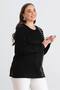 Women's Plus Size Wide Neck Side Line Stone Print Side Slit Stretchy Viscose Blouse - 4