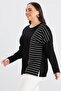 Women's Plus Size Wide Neck Side Line Stone Print Side Slit Stretchy Viscose Blouse