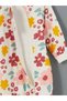 Beige V-Neck 1 Tog Floral Baby Girl Romper - 3