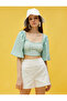 Floral Crop Blouse with Corset Detail - 3