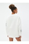 Raised Crew Neck Sweatshirt Oversized Printed Long Sleeve Ribbed - 4