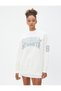 Raised Crew Neck Sweatshirt Oversized Printed Long Sleeve Ribbed - 3