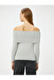 Madonna Collar Off-The-Shoulder T-Shirt Long Sleeve Viscous Fabric Slim Fit - 4