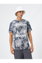 Skull Detailed T-Shirt Crew Neck Abstract Patterned Cotton - 3