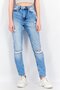 Women Straight Fit Washed Denim Jeans, Blue