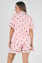 Black Hearts Short Sleeve Women's Shorts Pajama Suit - 3