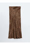 Lcwk Standard Fit Leopard Print Satin Women's Skirt - 7