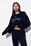 Unisex Oversize Sweatshirt Jardin Du Village Printed Black – Crew Neck, 3 Thread Ribs