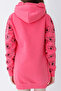 Young Girl Pink Print Teddy Bear Cotton Hooded Sweatshirt - 3