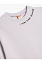 Long Sleeve Slogan Printed Crew Neck Raised Cotton Sweatshirt - 3