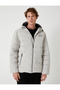 Zippered Pocket Detailed Slogan Printed Hooded Puffer Jacket - 3