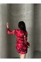 Print Long Sleeve V-Neck Mini Dress - 5