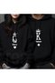 Valentine's Day Couple Combination Name-Custom King Queen Printed 3 Yarn Black Valentine's Day Sweatshirt