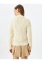 Polo Neck Bear Embroidered Hair Knit Textured Sweater - 4