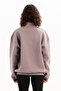 Oversize Fit Stand Collar Semi Zippered Raised Gray Women's Sweatshirt - Cass - 3