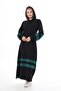 Women's Two-Strap Striped Balloon Sleeve Sports Dress Emerald - 2